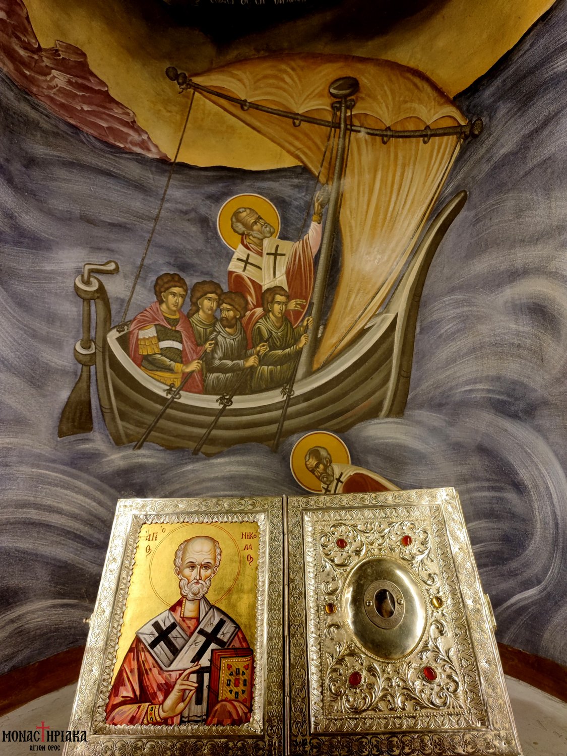 The miracle of Saint Nicholas with the sea storm